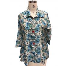 Women's Blue floral red button Sky  Jacket KBS26118