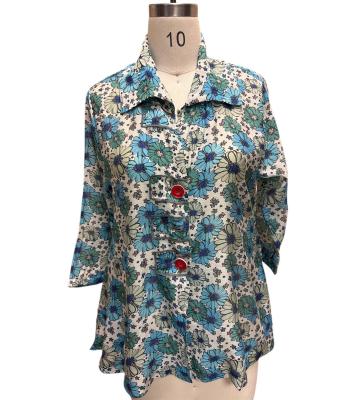 Women's Blue floral red button Sky  Jacket KBS26118