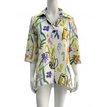 Women's  Green Multi  button Kamana Shirt KH26185