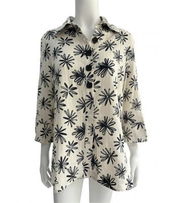 Women's Black and white  Floral  button Shirt KH26188