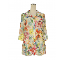 Women's Multi Color Button  3/4 slv Banana Shirt KH26208