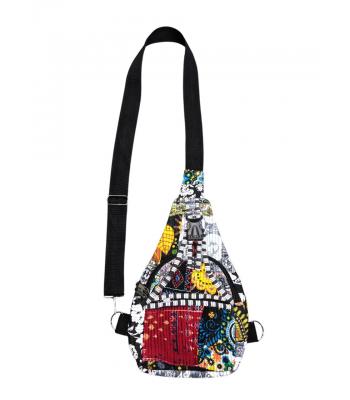 Cotton  B/W Multi  color patchwork Kantha Crossbody side Bag R26082