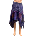 Cotton Purple patchwork thread artwork fringe boho  Short Mushroom  Skirts R261122
