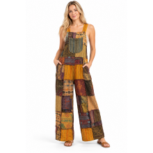 Cotton Multi Patchwork Wide Leg Palazzo Mountain Overall D1418