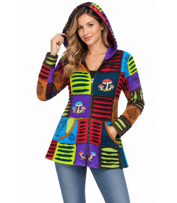  Mushroom Emb  Artwork  ZIP Jacket D390