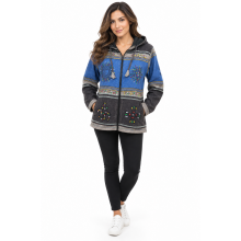 Cotton Patch Block Print Hand Brush Zip Hooded Lining  Jacket D553