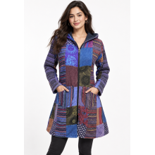 Cotton Patchwork Fleece  Lining Long  Jacket D554