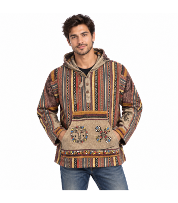 Cotton Three Button Hooded pullover D605