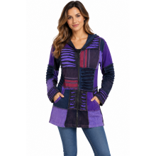 Cotton Stripe Razor Cut Purple Jacket D691