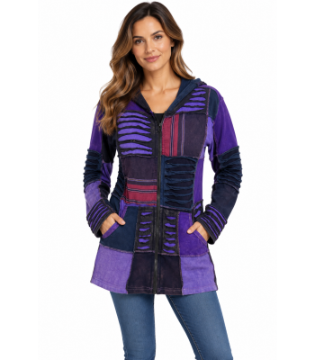 Cotton Stripe Razor Cut Purple Jacket D691 