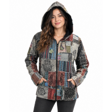 Cotton Zip Patchwork  Lining Jacket D901