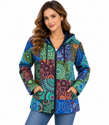 Cotton Multi Mandala Lining Chakra Zip Jacket DT108 