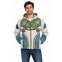 Cotton Gray and Green Multi Patchwork Cali Jacket DT121