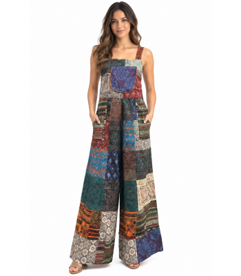 Cotton Multi Color Patchwork Festival Jumpsuit Overall DT123