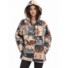 Cotton Multi Print Hooded Universal Pullover Jacket DT25803
