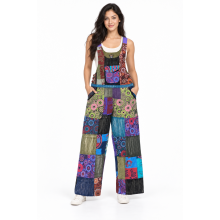 Cotton Multi Print Patchwork Jumpsuit Overall DT78