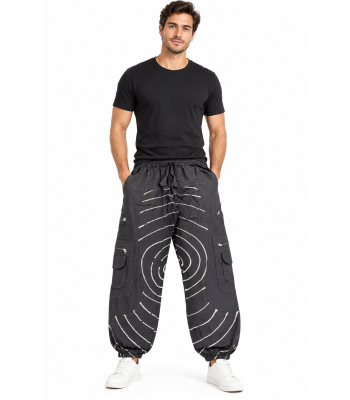 Cotton Black & White Swirl Artwork Balloon Pant HF32