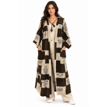 Cotton Long Open Front Hood Cardigan HF37
