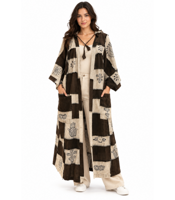 Cotton Long Open Front Hood Cardigan HF37