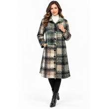 Women's   Button  Down  Plaid  Long  Cardigan  Coat KBS24784