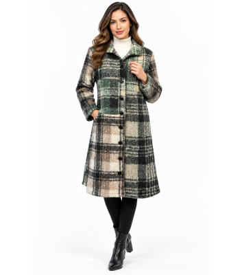 Women's   Button  Down  Plaid  Long  Cardigan  Coat KBS24784
