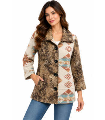 Women Cowgirl Aztec Trible Jacket KBS25509