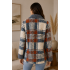 Women's Collar Embroidery Four Button Plaid Multi Jacket Coat KBS26724