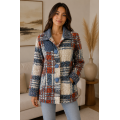 Women's Collar Embroidery Four Button Plaid Multi Jacket Coat KBS26724