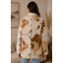 Women's Collar Three Button Grey With Brown  Aztec Plaid Jacket Coat KBS26726