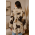 Women's Collar Single Button Cow Print Plaid Jacket Coat KBS26728