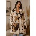Women's Collar Single Button Cow Print Plaid Jacket Coat KBS26728