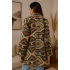 Women's Collar Single Button Brown Aztec Plaid Jacket Coat KBS26730
