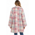 Women's Collar Single Button Light Pink Plaid Jacket Coat KBS26732