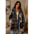 Women's Collar Four Button Cow Print  Aztec Jacket Coat KBS26736