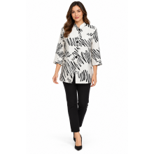 Women's  B/W Cloud Button Round Neck Cardigan  KCT2492