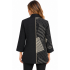 Women's Black and White Round Neck Three Button Pocket Jacket  KCT26893