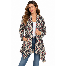 Women's Aztec Boho Vintage   Suede  Open Front  Cardigan KD22198