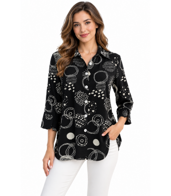 Women's Black and white  Artwork  Black Rock Shirt KH26191