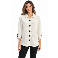 Women's  Button Decorated   Single  pocket white snow Shirt KH26198