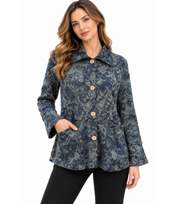 Women's Denim Blue Pocket Front Button Down Shirt  KH26703