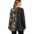 Women's Asymmetrical Floral Cut Pocket Two Tone Top  KH26706