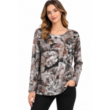 Women's Floral Abstract  Round Neck Top  KJ26798