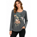 Women's  Multi Flower Water Color Artistic Top  KJ26800