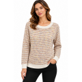 Women's  Gold  multi  Round Neck  Sweater Top KM26874