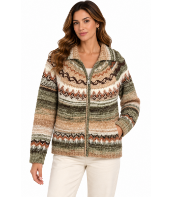 Women's Forest Green  Zip Sweater Jacket   KN26829