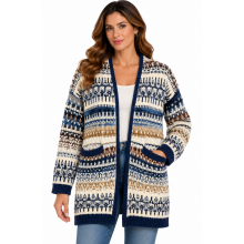 Women's Lake Tahoe Blue Two Pocket Open Front Sweater Cardigan  KN26830