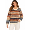 Women's Rose Round Neck Sweater Top  KN26832