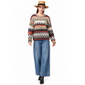 Women's Multi Color Diamond Sweater Top KN26834