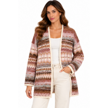 Women's Multi Rosewood Open Front Sweater Cardigan  KN26836