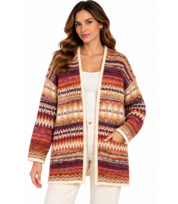 Women's Rust Orange Open Front Sweater Cardigan   KN26837